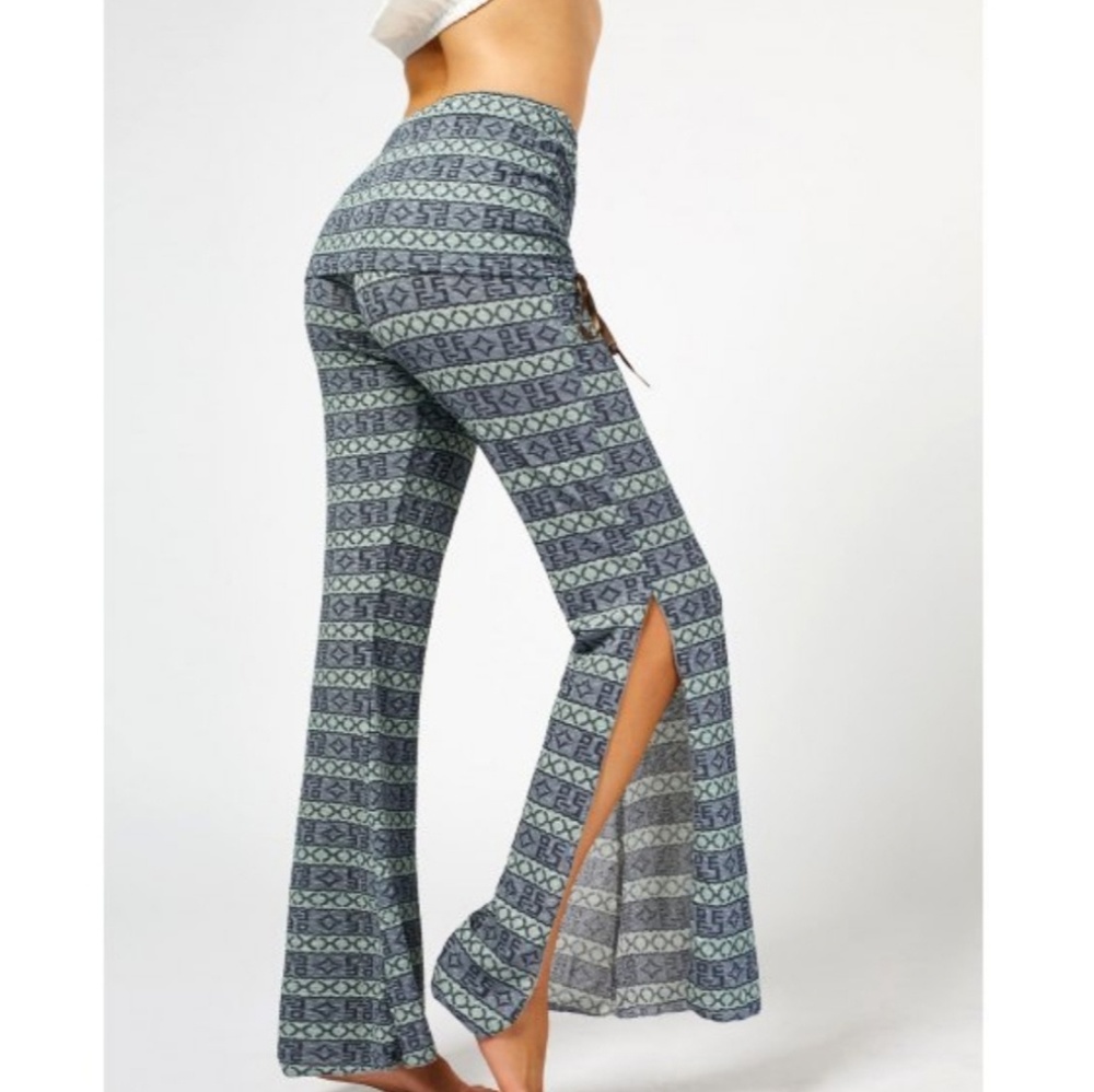 Yoga Pants Sage and Steel Peplum Split Leg